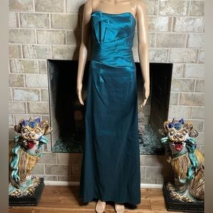 VTG Teal TAFFETA cocktail evening Formal gown Dress Jessica McClintock Sz 8 EUC